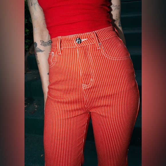 Fashion Brand Company Red Railroad Striped Denim - Picture 7 of 12